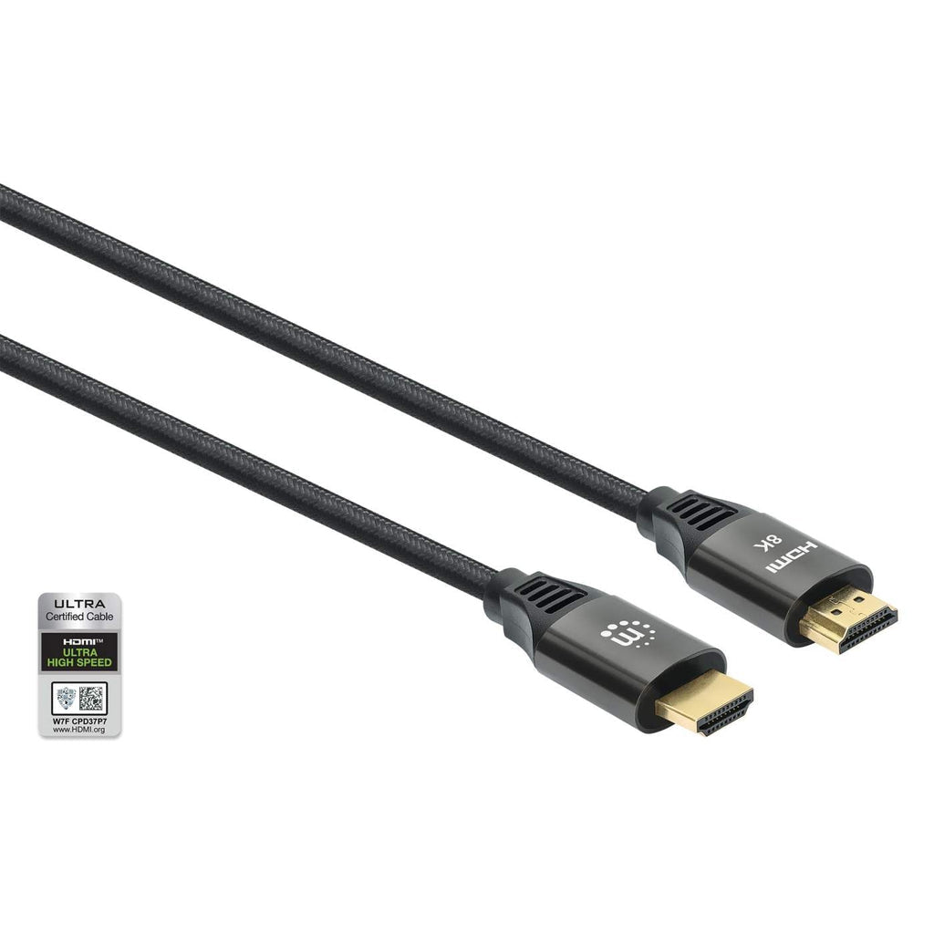 Cable Hdmi 8K Manhattan 355933 Certificado De Ultra Alta Velocidad 60 Hz O 4K 120 Con Ethernet 1M Contactos Chapa Oro.