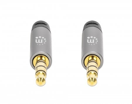 Cable Auxiliar De Audio Estéreo 3.5 Mm Manhattan 355995 Contactos Chapados En Oro Diseño Delgado Negro/Plata 2M