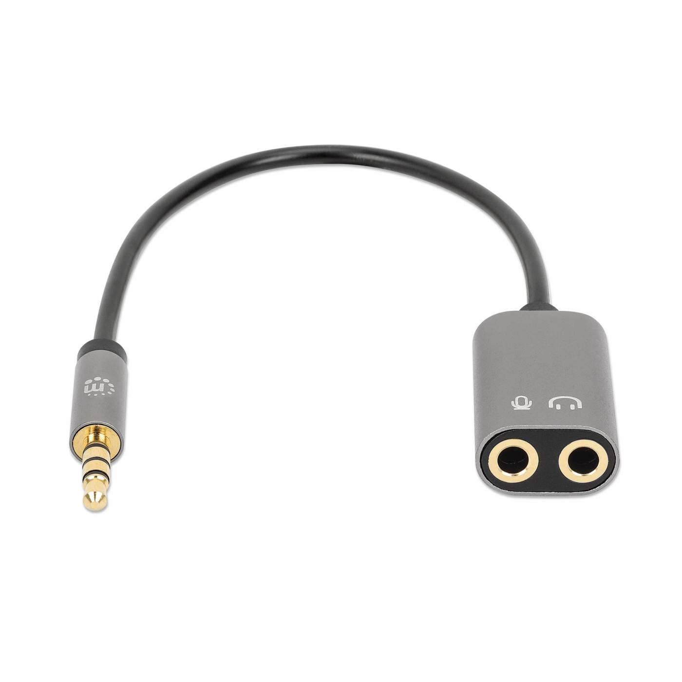 Adaptador Auxiliar En Y Manhattan 356107 De Un Plug 2 Salidas 3.5 Mm Conector Macho X Hembra.