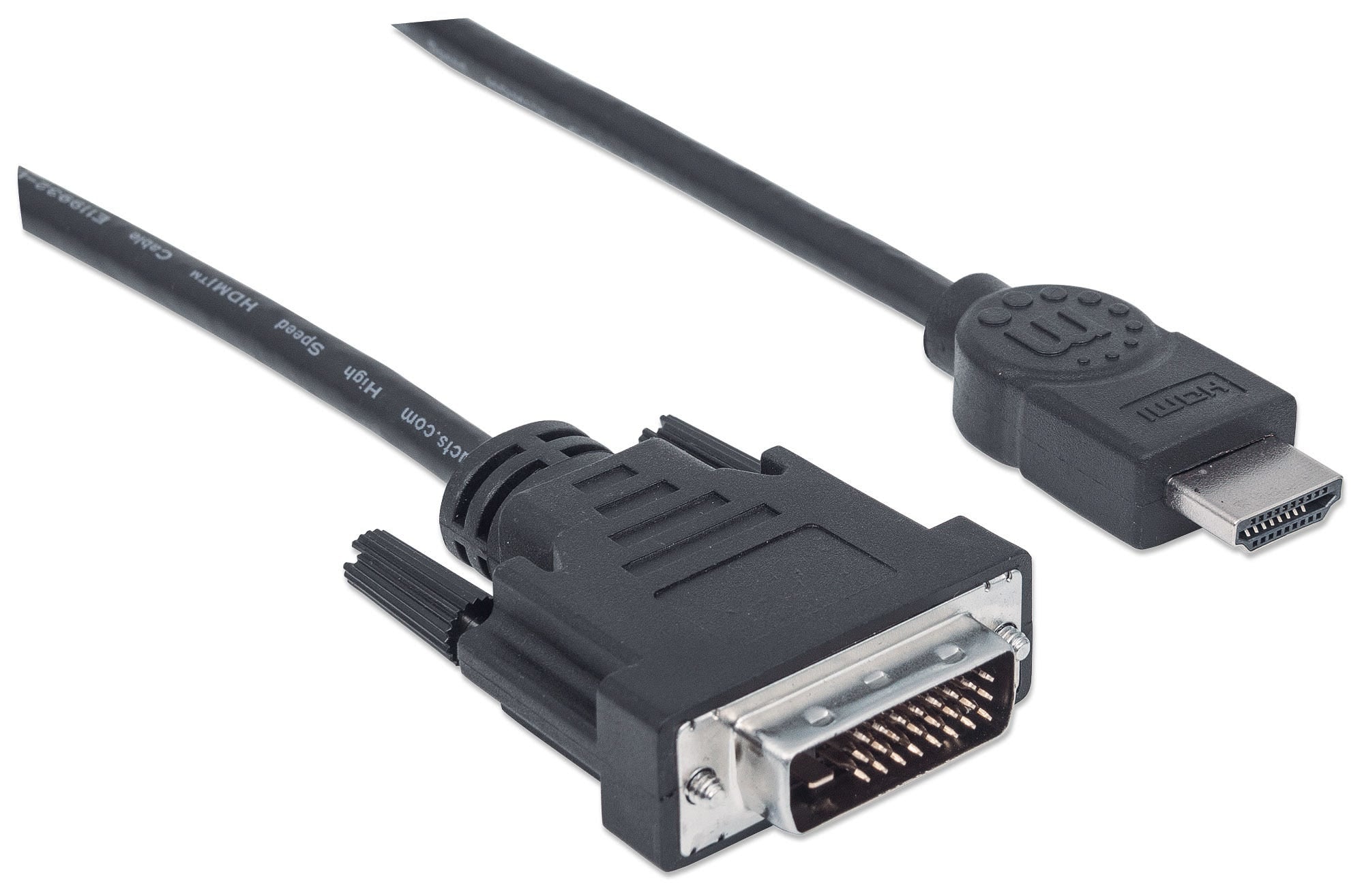 Cable Hdmi A Dvi Manhattan 372503 Macho Dvi-D 24+1 Enlace Dual Negro 1.8M.