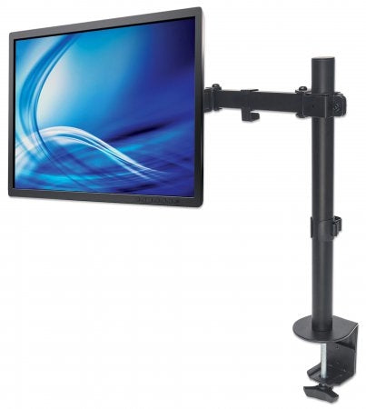 Soporte De Escritorio Móvil Manhattan 461542 Para Monitor Soporta Monitores 13 A 32 Pulgadas Hasta 8 Kg Movimiento Brazos Doble Articulación Negro