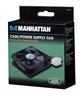 Ventilador Manhattan 700320 Para Gabinetes / Fuentes De Poder 80 Mm 4 Pines Rodamientos Tipo Sleeve Otorgan Una Operación Confiable Y Silenciosa.