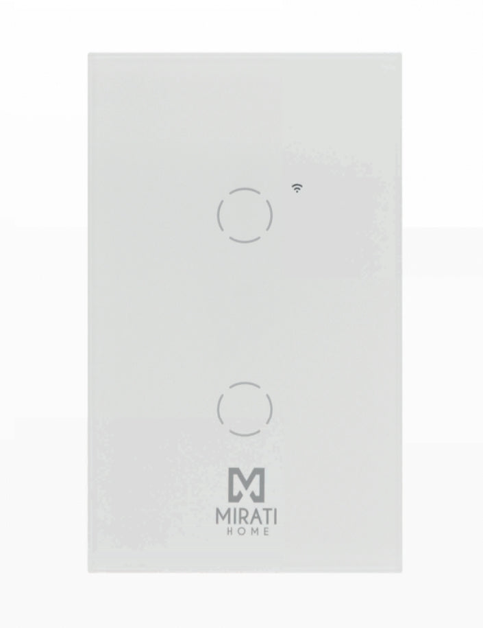 Apagador Inteligente De Pared Mirati De 2 Apagadores Touch Wifi 2.4Hz Bluetooth // Compatible Con Android E Ios // Funciona Con Alexa Y Asistente De Google