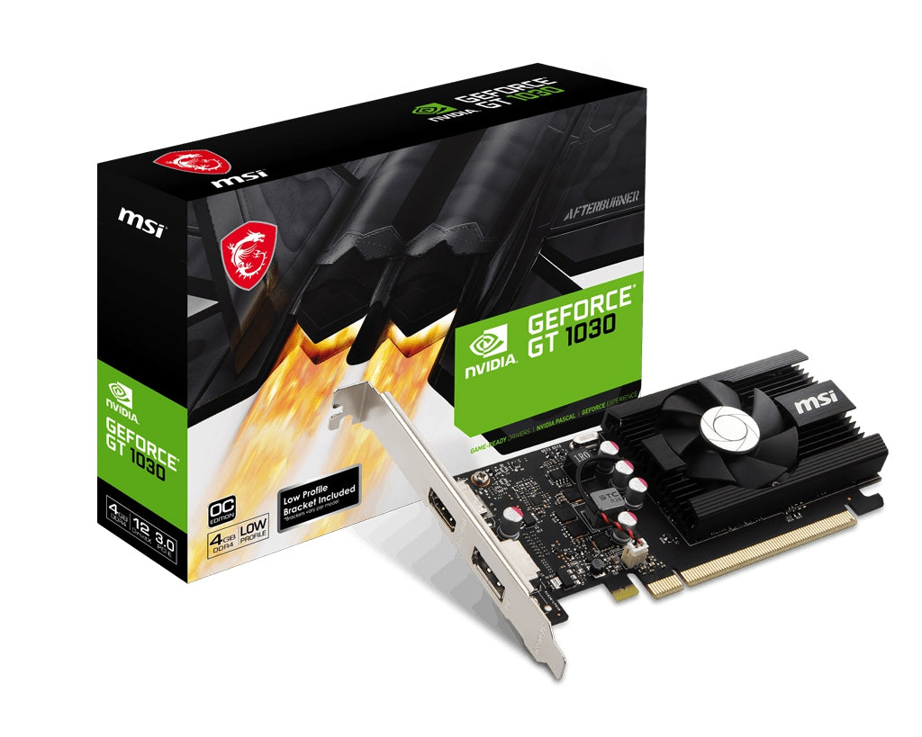 Tarjeta De Video Msi Nvidia Gt 1030 /X16 3.0/Gddr4/4 Gb /1X Dp 1.4/Hdmi 2.0B/Bajo Perfil /Gama Basica