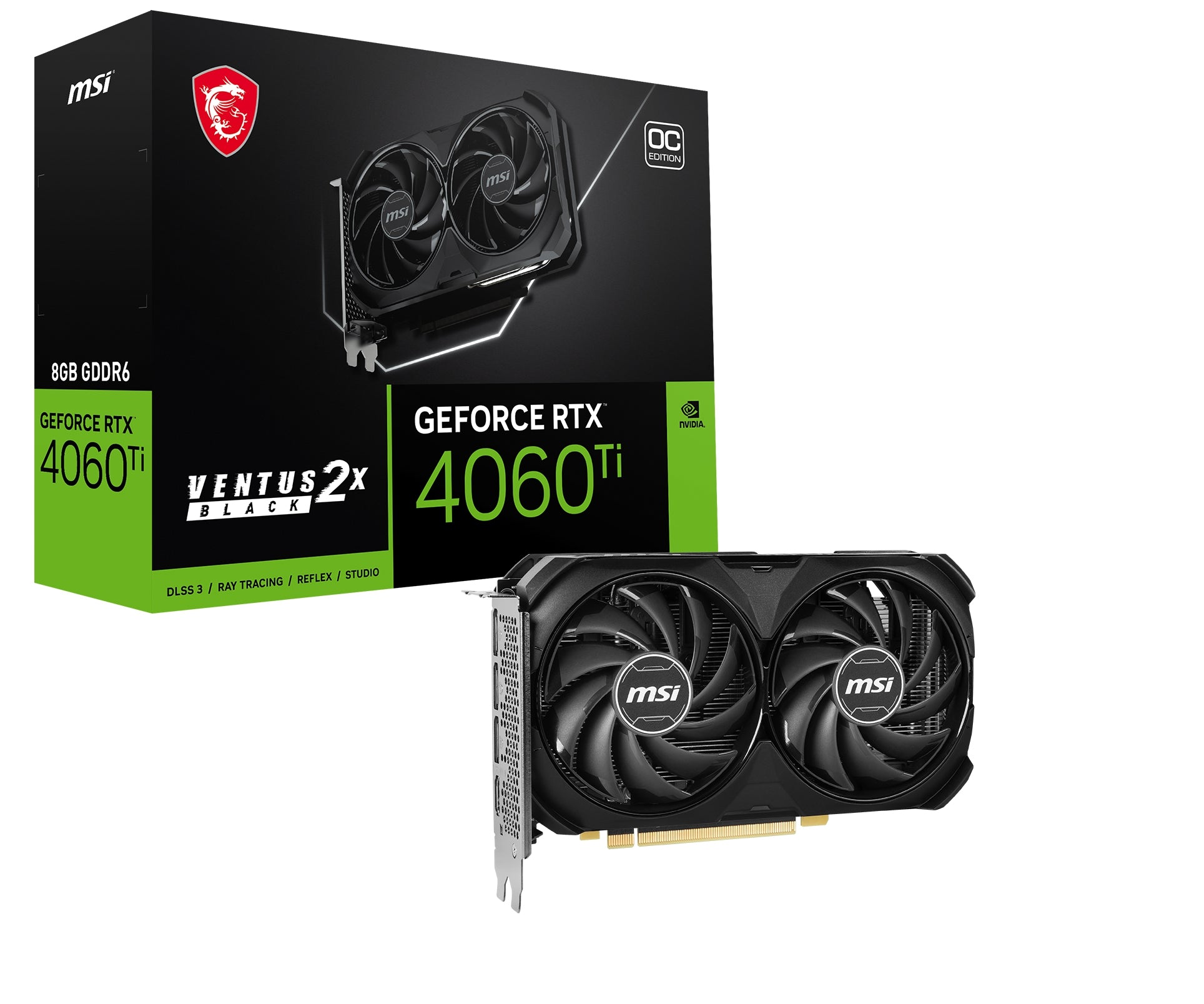 Tarjeta De Video Msi Nvidiageforce Rtx 4060 Ti Ventus 2X Black 8G Oc