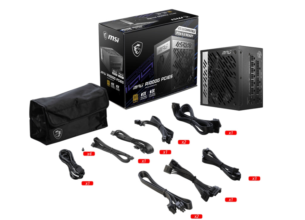 Fuente De Poder Msi Mpg A1000G Pcie5 Color Negro Compatible Con Tarjetas Rtx Serie 40