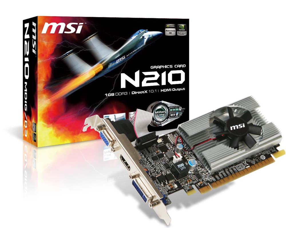 Tarjeta De Video Msi N210-Md1G/D3 Nvidia Gpu Gddr3-Sdram 64 Bit