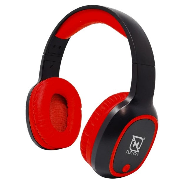 Audifonos Necnon Nbab042500 Over-Ear Bluetooth Nbh-04 Pro Alta Potencia Radio Fm Micro Sd 3.5Mml Manos Libres Negro/Rojo