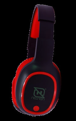 Audifonos Necnon Nbab042500 Over-Ear Bluetooth Nbh-04 Pro Alta Potencia Radio Fm Micro Sd 3.5Mml Manos Libres Negro/Rojo