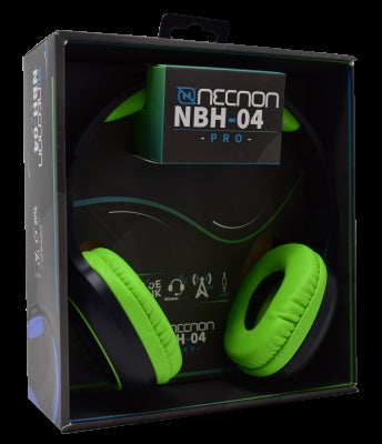 Audifonos Necnon Nbab042600 Over-Ear Bluetooth Nbh-04 Pro Alta Potencia Radio Fm Micro Sd 3.5Mml Manos Libres Negro/Verde