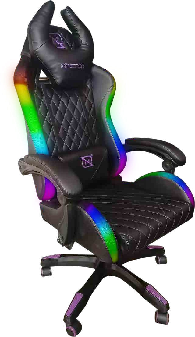 Silla Gaming Necnon Nsg-Rgb-1 Gamer Inclinacion Respaldo 145 Clase 140-150Kg Nsg-Rgb1 Foam 350Mm 63Cm*64Cm*121-131Cm Cojin Lumbar Y Cabeza Negro/Azul