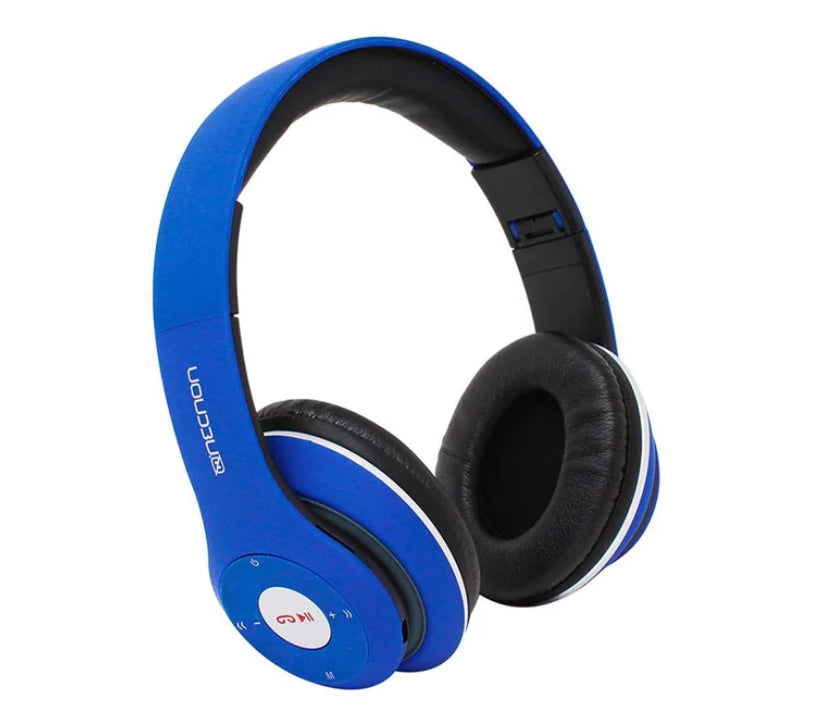 Audifonos Necnon Nbh-01 R Over-Ear Bluetooth Sonido Hi-Fi 3.5Mm Radio Fm Micro Sd 3.5Mml Manos Libres Rubberized Azul