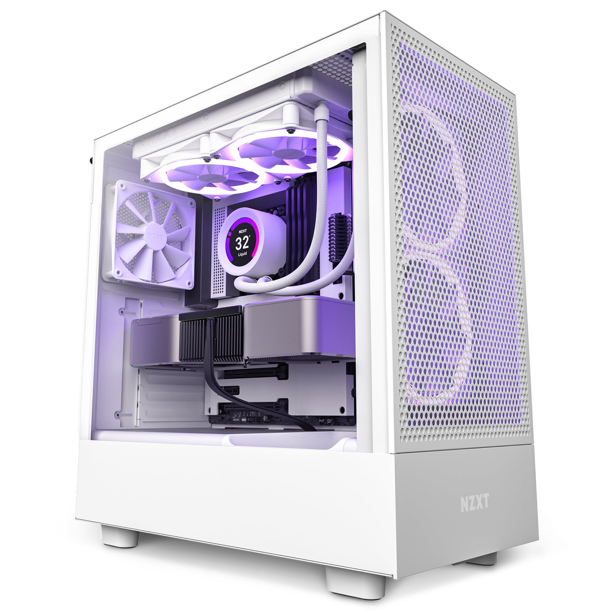 Gabinete Nzxt H5 Flow Con Ventana, Midi-Tower, Mini-Itx/Micro-Atx/Atx/Eatx, Usb 3.2, Sin Fuente, Blanco