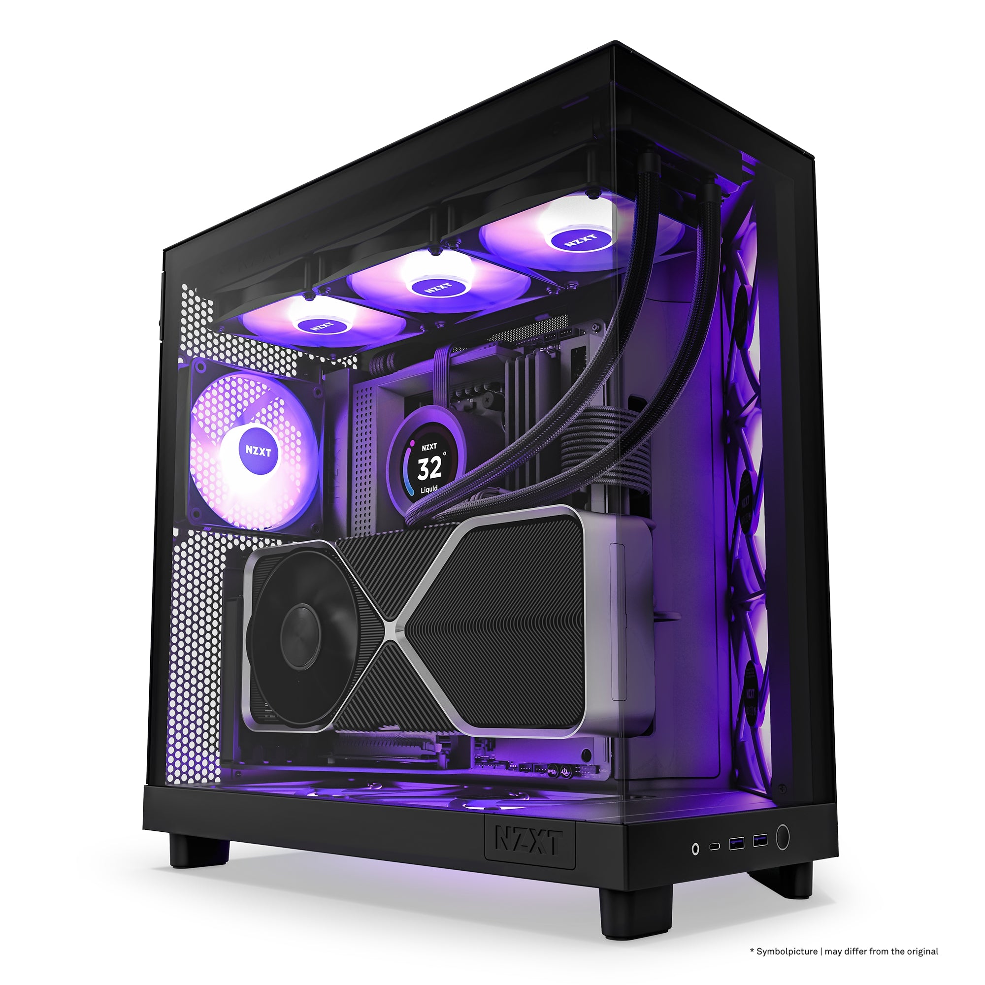 Gabinete Nzxt H6 Flow Mt Atx Doble Camara Compacta 3V 120Rgb Bk Cc-H61Fb-R1