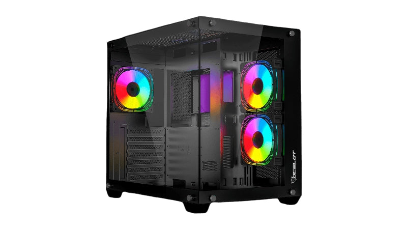 Gabinete Ocelot Gaming, Atx, Frontal Cristal Templado, Cristal Lateral , Filtro Polvo Magnetico, Espacio Para 8 Ventiladores /Soporta Gpu Hasta 410Mm