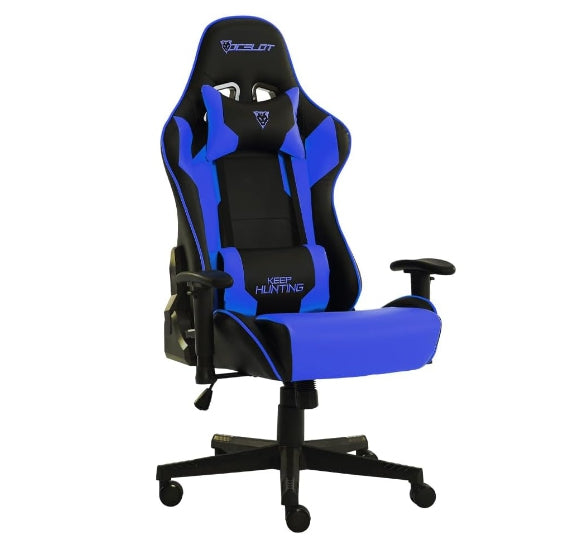 Silla Gamer Ocelot/Color Azul Con Negro/Descansa Brazos Ajustables/ Reclinable 90-155 Grados/ Soporta Hasta 150Kg