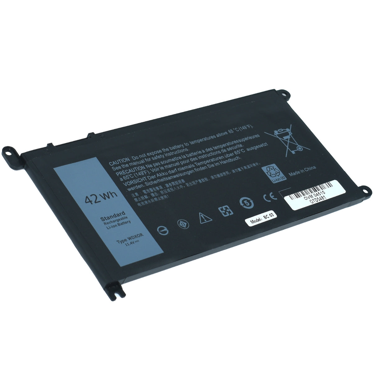 Batería 3 Celdas Ovaltech Otd5481 Bateria Para Laptop Polimero 11.4V Dell 13 5368 5378 5379 14 15 5565 5567 5568 5578 P58F 17 5765 5767 5770 T2Jx4 Fc92N Wdx0R