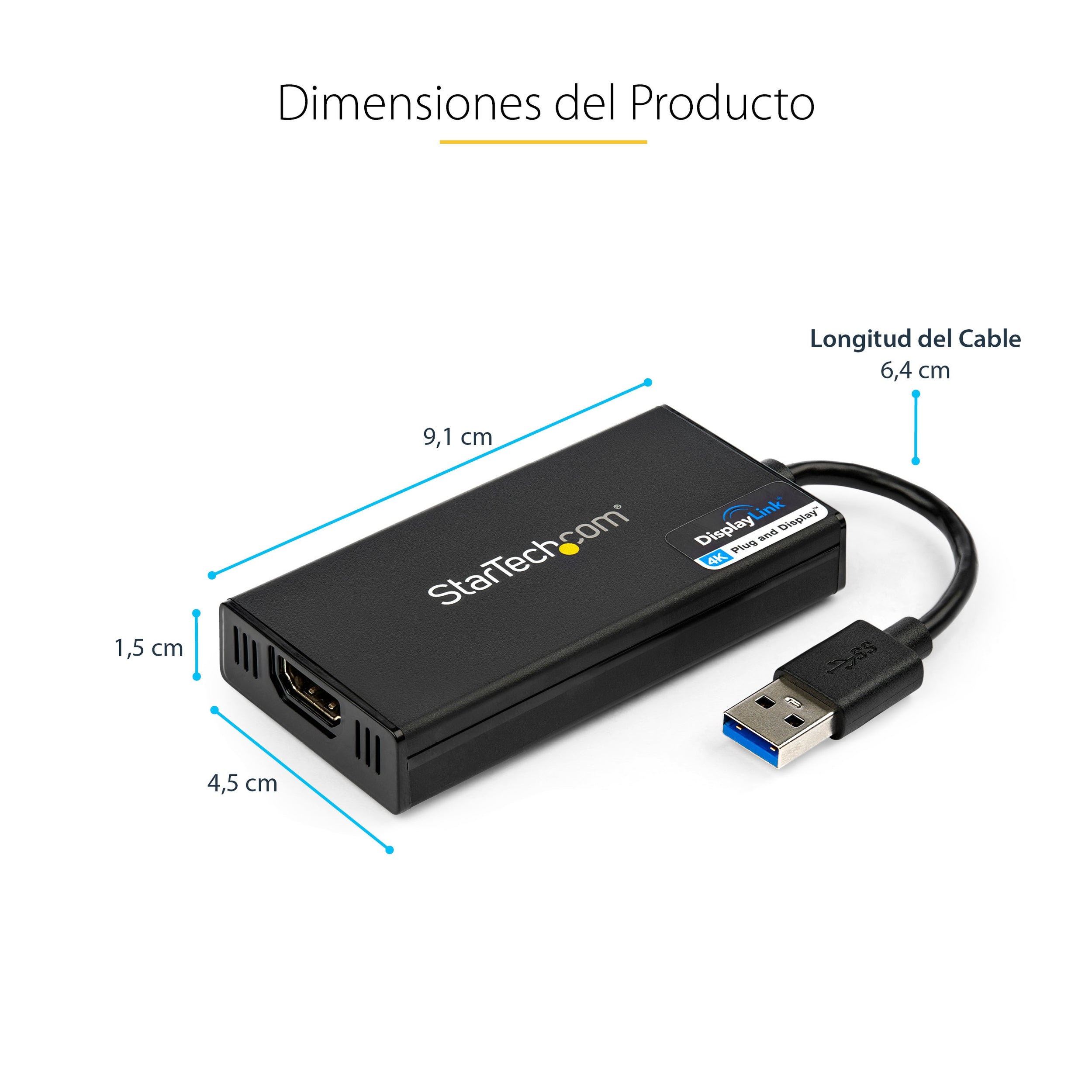 Adaptador Grafico Externo Usb 3.0 A Hdmi Startech.Com - Ultrahd 4K 30Hz - Certificado Displaylink - Convertidor Usb-A A Hdmi Para Monitor - Tarjeta Grafica Externa De Video - Mac Y Windows