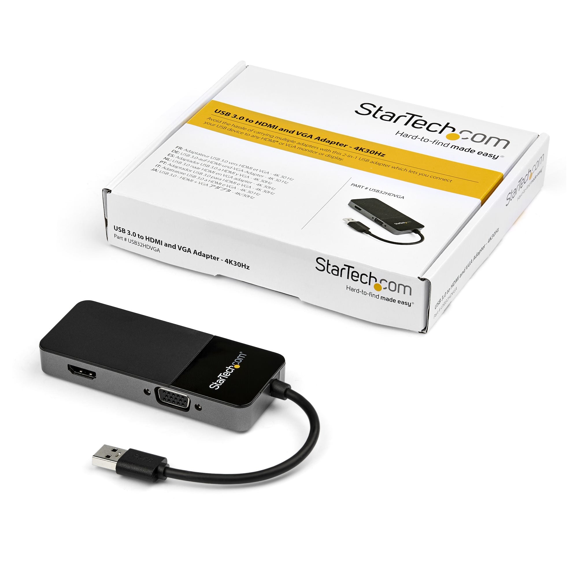 Adaptador De Video Externo Usb 3.0 A Hdmi Y Vga - 4K 30Hz - Tarjeta De Video Para Mac Y Windows - Multipuertos (Usb32Hdvga) - Startech.Com Mod. Usb32Hdvga