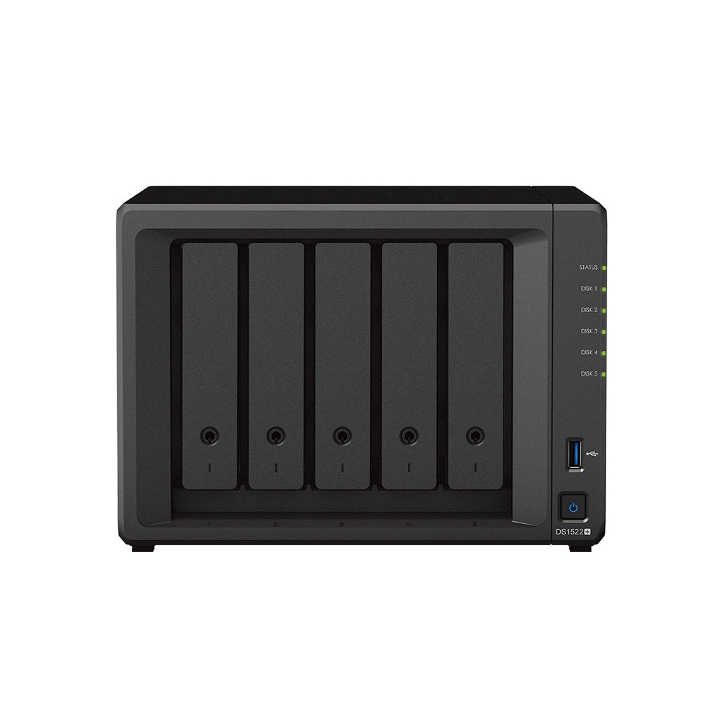 Nas Synology Ds1522+ / 5 Bahias/ Doble Ncleo 2.6Ghz/8 Gb Ddr4/Lan Gigabit X4/Usb 3.2 X2/ Hasta 90 Tb Hot-Swap/ Amd Ryzen R1600 /No Incluye Discos