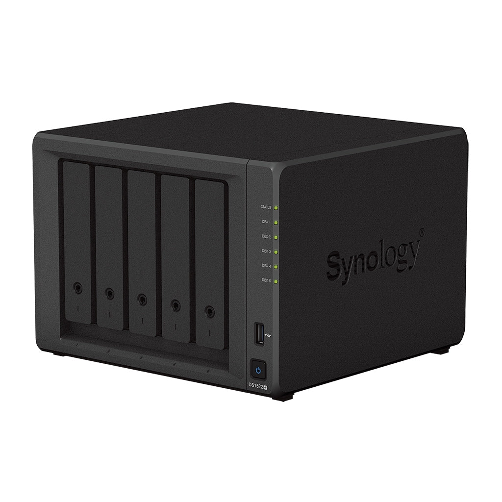 Nas Synology Ds1522+ / 5 Bahias/ Doble Ncleo 2.6Ghz/8 Gb Ddr4/Lan Gigabit X4/Usb 3.2 X2/ Hasta 90 Tb Hot-Swap/ Amd Ryzen R1600 /No Incluye Discos