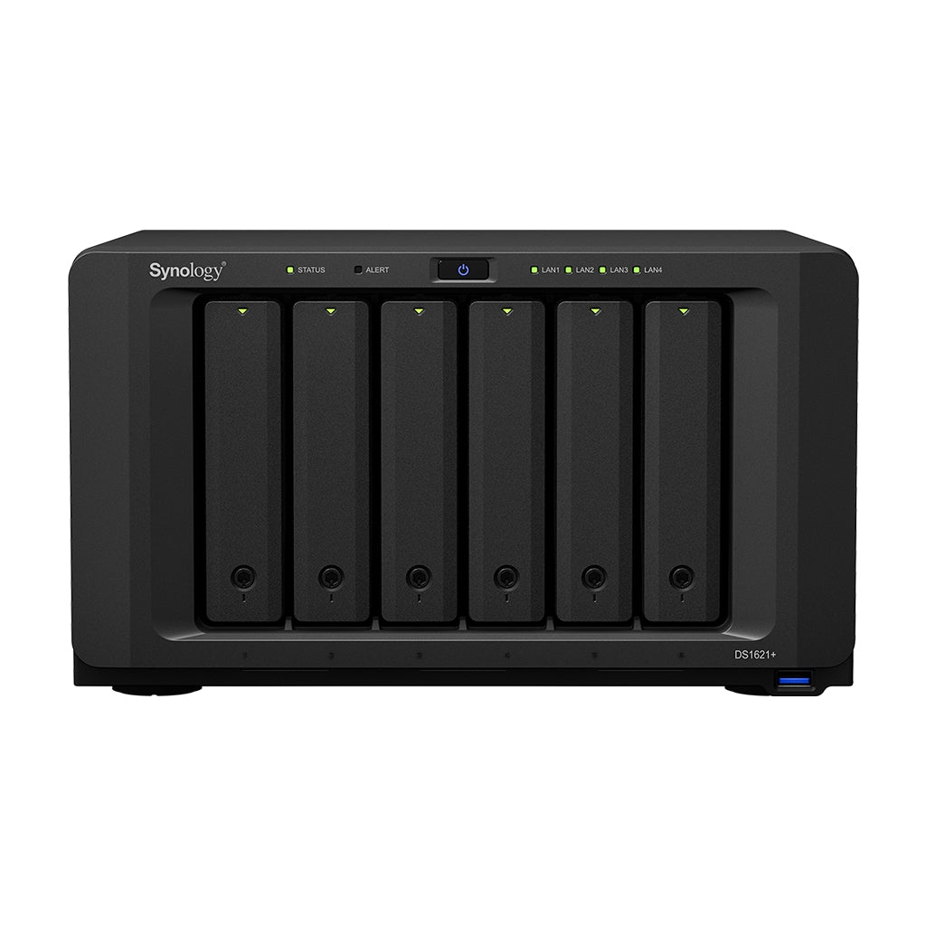 Nas Synology Ds1621+ /6 Bahias Ampliables Hasta 16/Ncleo Cuadruple 2.2Ghz/4Gb Ddr4 Ampliables A 32Gb/Lan Gigabit X4/Usb 3.0 X3/Hot Swap/ Soporta M.2 2280/ No Incluye Discos