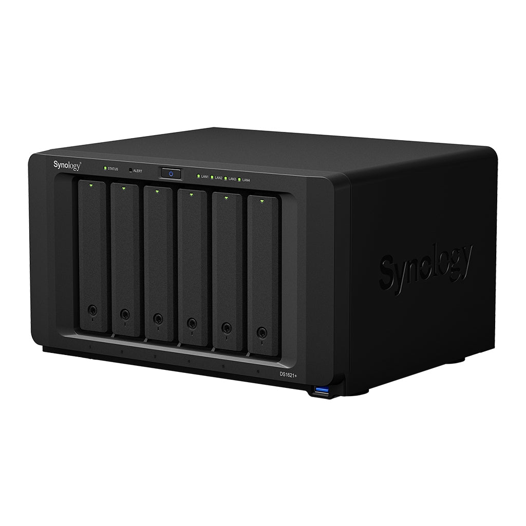 Nas Synology Ds1621+ /6 Bahias Ampliables Hasta 16/Ncleo Cuadruple 2.2Ghz/4Gb Ddr4 Ampliables A 32Gb/Lan Gigabit X4/Usb 3.0 X3/Hot Swap/ Soporta M.2 2280/ No Incluye Discos