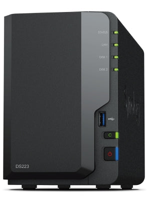 Nas Synology Ds223 /2 Bahias Nucleo Cuádruple 1.7 Ghz /2Gb Ddr4/ Lan Gigabit X1/Usb 3.2 X3/Sata/Hot-Swap/ Sin Discos/ Realtek Rtd1619B/Hasta 36 Tb