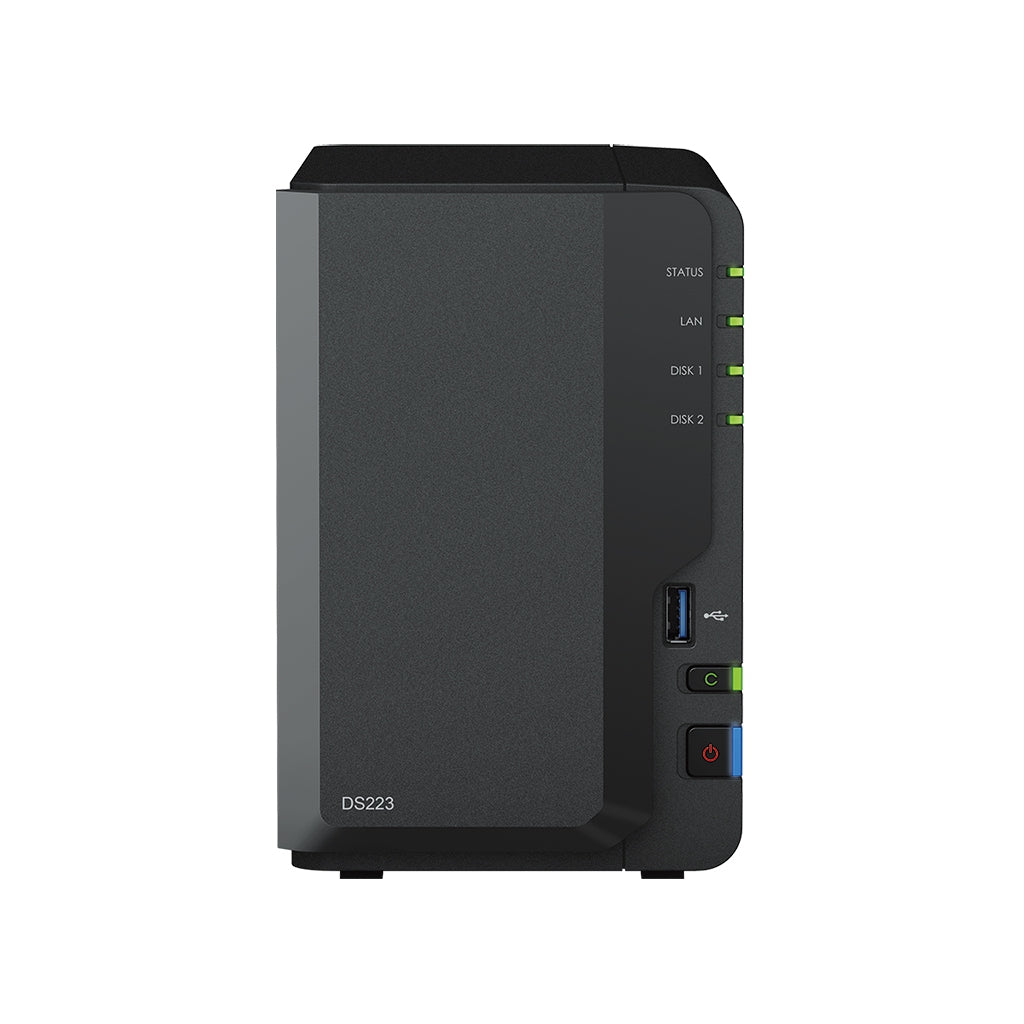 Nas Synology Ds223 /2 Bahias Nucleo Cuádruple 1.7 Ghz /2Gb Ddr4/ Lan Gigabit X1/Usb 3.2 X3/Sata/Hot-Swap/ Sin Discos/ Realtek Rtd1619B/Hasta 36 Tb