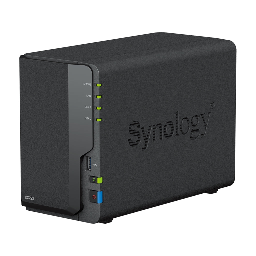 Nas Synology Ds223 /2 Bahias Nucleo Cuádruple 1.7 Ghz /2Gb Ddr4/ Lan Gigabit X1/Usb 3.2 X3/Sata/Hot-Swap/ Sin Discos/ Realtek Rtd1619B/Hasta 36 Tb