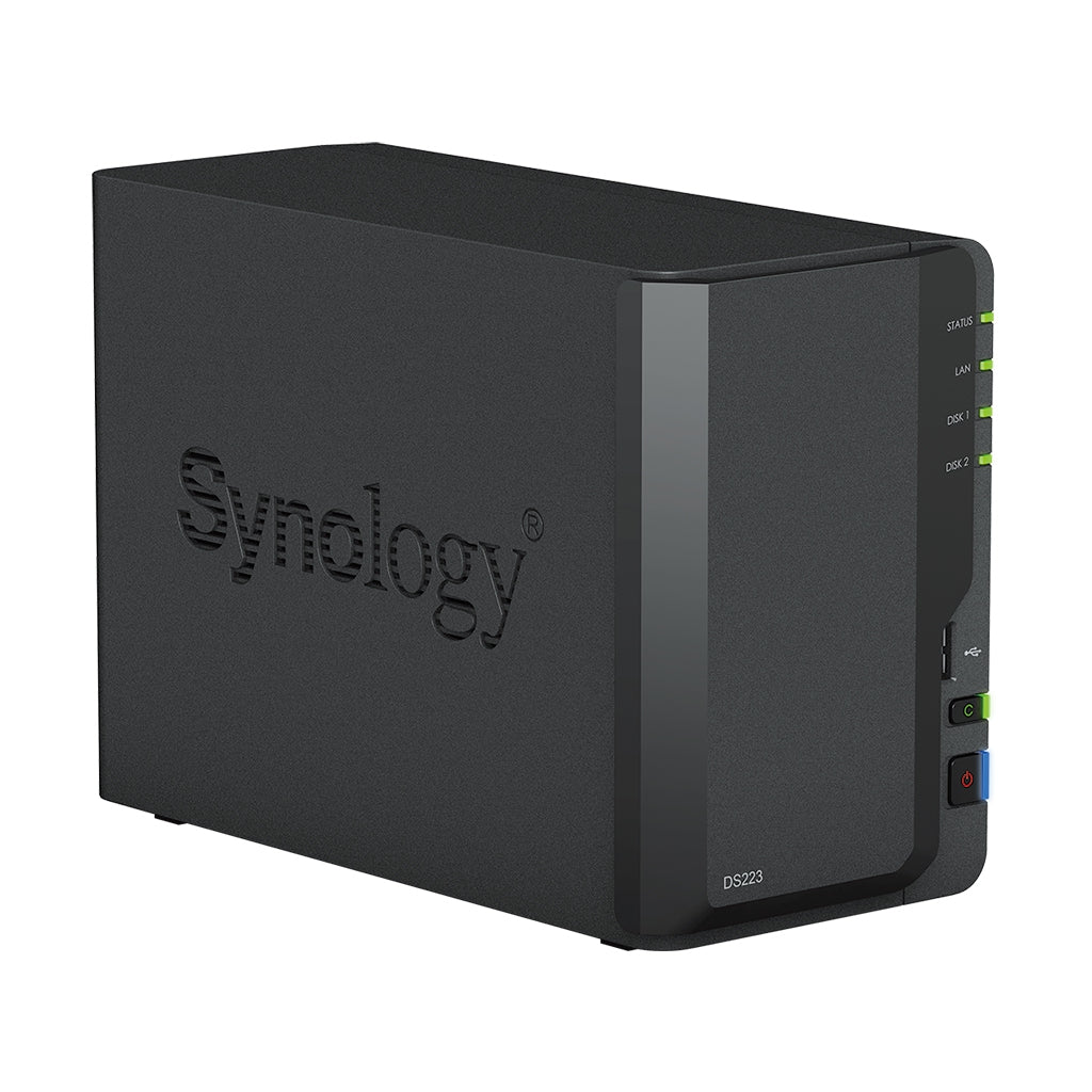 Nas Synology Ds223 /2 Bahias Nucleo Cuádruple 1.7 Ghz /2Gb Ddr4/ Lan Gigabit X1/Usb 3.2 X3/Sata/Hot-Swap/ Sin Discos/ Realtek Rtd1619B/Hasta 36 Tb