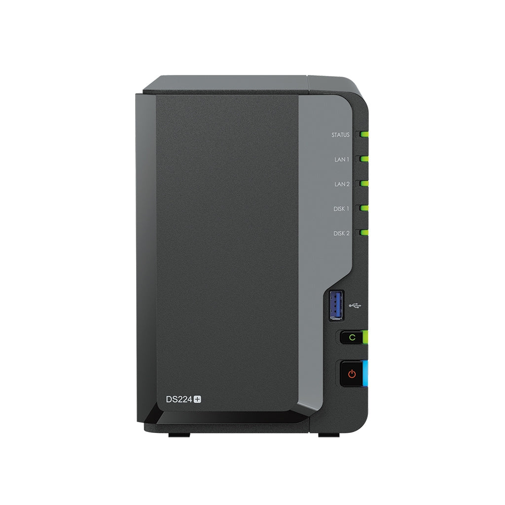 Nas Synology Ds224+ /2 Bahias Nucleo Cuadruple Hasta 2.7 Ghz 2Gb Ddr4, Ampliable Hasta 6Gb/2 Lan Gigabit/Usb 3.2 X2/Sata/Hot-Swap/ Sin Discos/ Intel Celeron J4125 /Hasta 36 Tb