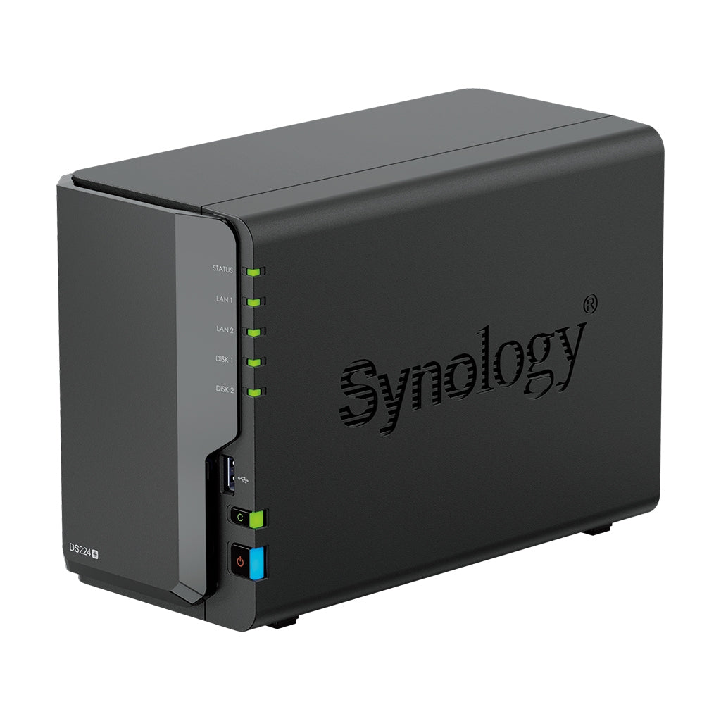 Nas Synology Ds224+ /2 Bahias Nucleo Cuadruple Hasta 2.7 Ghz 2Gb Ddr4, Ampliable Hasta 6Gb/2 Lan Gigabit/Usb 3.2 X2/Sata/Hot-Swap/ Sin Discos/ Intel Celeron J4125 /Hasta 36 Tb