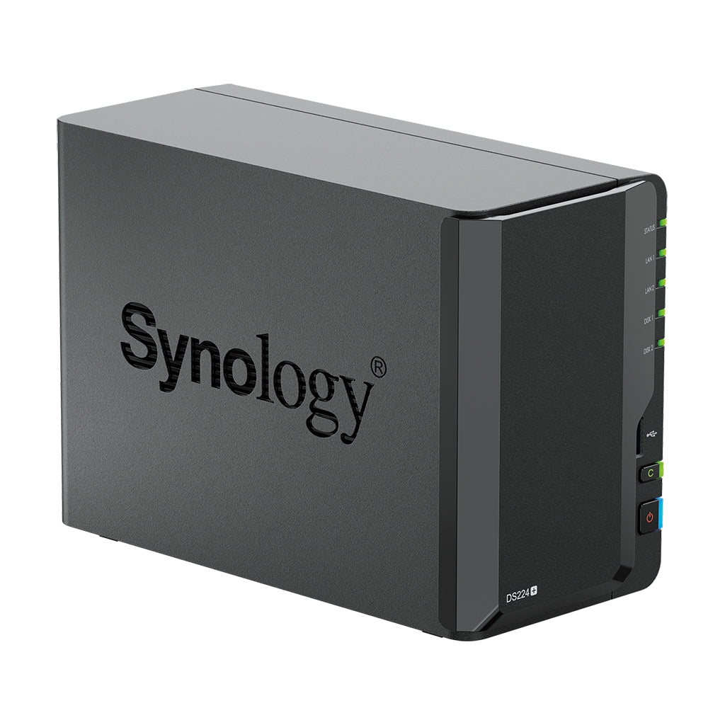 Nas Synology Ds224+ /2 Bahias Nucleo Cuadruple Hasta 2.7 Ghz 2Gb Ddr4, Ampliable Hasta 6Gb/2 Lan Gigabit/Usb 3.2 X2/Sata/Hot-Swap/ Sin Discos/ Intel Celeron J4125 /Hasta 36 Tb