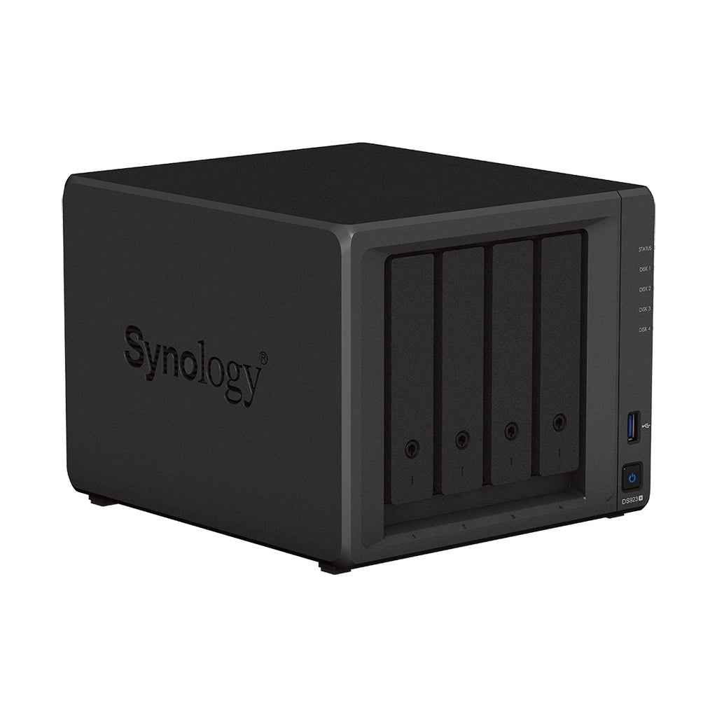 Nas Synology Ds923+ /4 Bahias Dobel Nucleo Hasta 3.1Ghz/ Hasta 72 Tb, 4Gb Ddr4 Ampliable Hasta 32Gb/ 2 Ptos Lan Gigabit/Usb 3.2 X 2/ Hot Swap/ Soporta M.2 2280 Nvme/ No Incluye Discos Amd Ryzen R1600