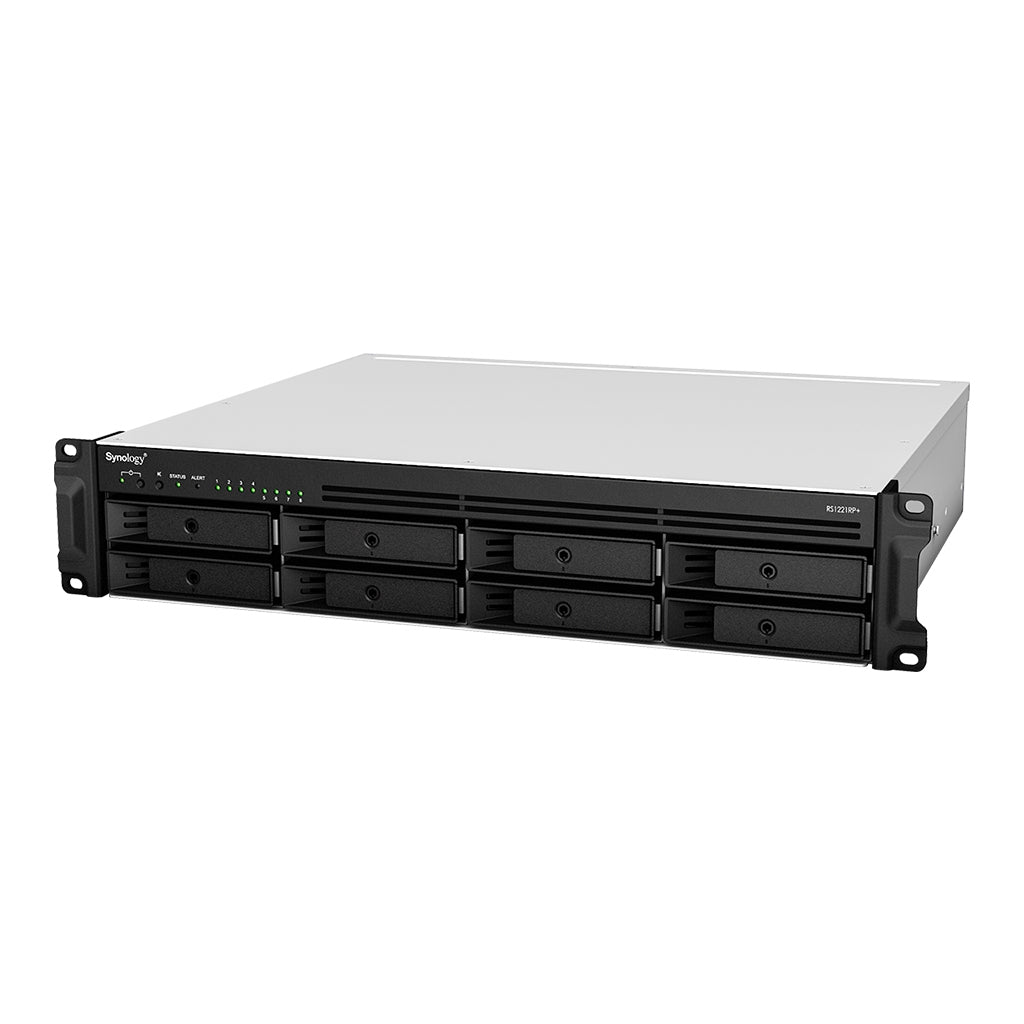 Nas Synology Rs1221Rp+ /Fuente Redundante/8 Bahias Expan Hasta 12 Con Unidad De Expansin Rack 2U/ Ncleo Cuadruple 2.2Ghz/ Amd Ryzen V1500B /4Gb Ddr4 Ampliable A 32Gb/Lan Gigabit X4/Usb 3.2 X2/Hotswa