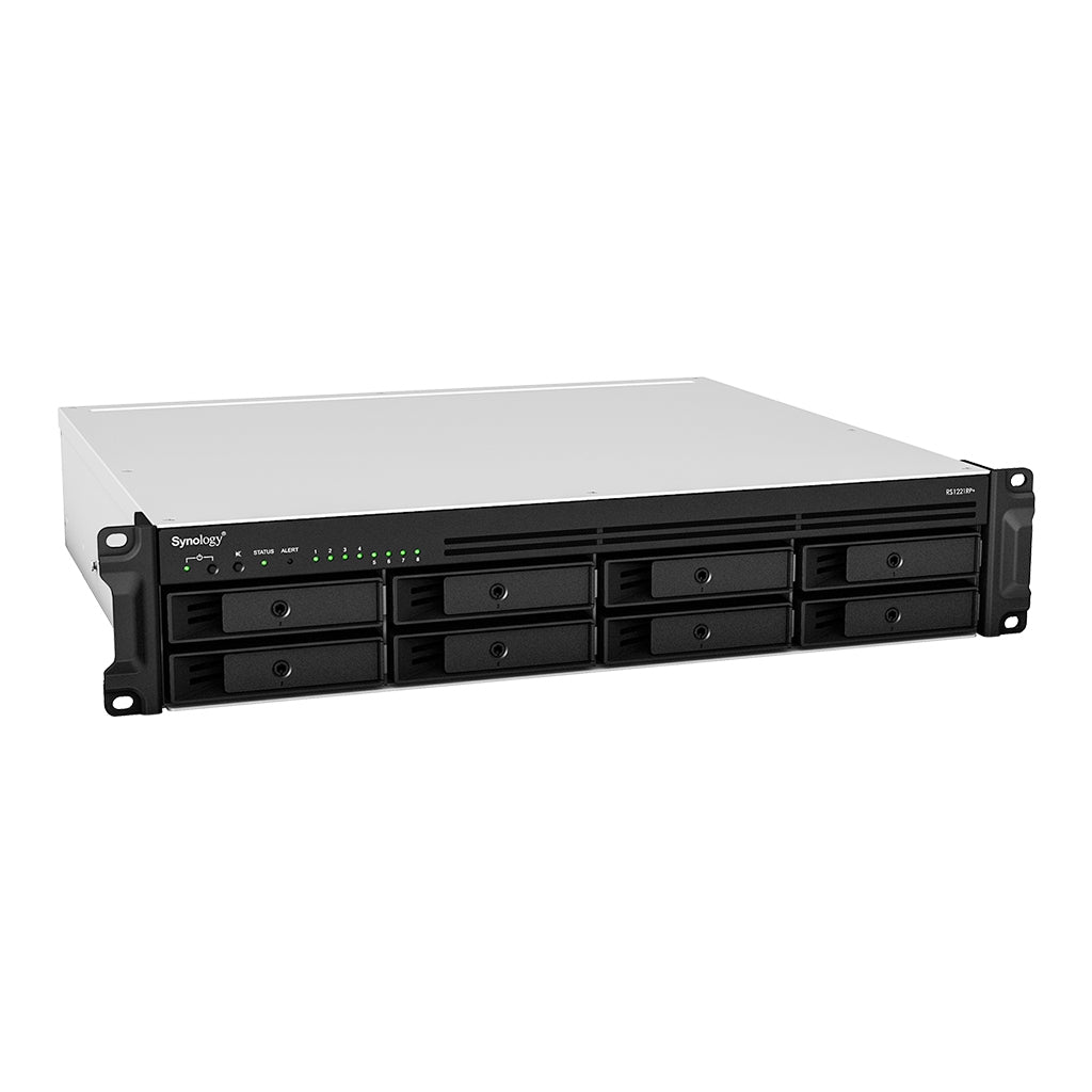 Nas Synology Rs1221Rp+ /Fuente Redundante/8 Bahias Expan Hasta 12 Con Unidad De Expansin Rack 2U/ Ncleo Cuadruple 2.2Ghz/ Amd Ryzen V1500B /4Gb Ddr4 Ampliable A 32Gb/Lan Gigabit X4/Usb 3.2 X2/Hotswa