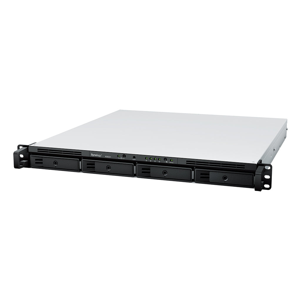 Nas Synology Rs822+ /4 Bahias Expandibles Hasta 8/Rack 1U/Nucleo Cuadruple 2.2Ghz/2Gb Ddr4  Hasta 32Gb/Lan Gigabit X4/Usb 3.2 X2/ Hot-Swap/Hasta 72Tb Y Con  Expansion Hasta 144Tb  Amd Ryzen V1500B