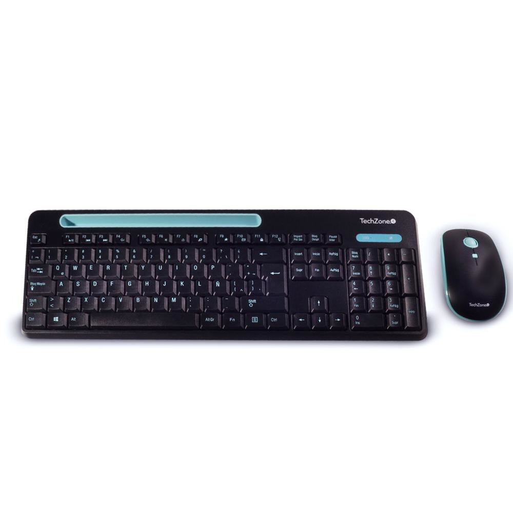 Kit De Teclado Y Mouse Inalámbrico Techzone Tz20Comb02-Ina Tasking Combo Con Conexión Usb 1600 Dpi´S 105 Teclas Soporte Para Smartphone O Tablet Año Garantía.