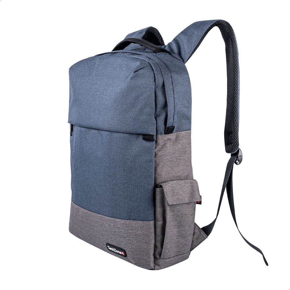 Backpack Techzone Tz21Lbp07-B Strong Blue De 15.6 Pulgadas Múltiples Compartimientos Organizador Frontal Costuras Y Asas Reforzadas Garantía Limitada Por Vida.