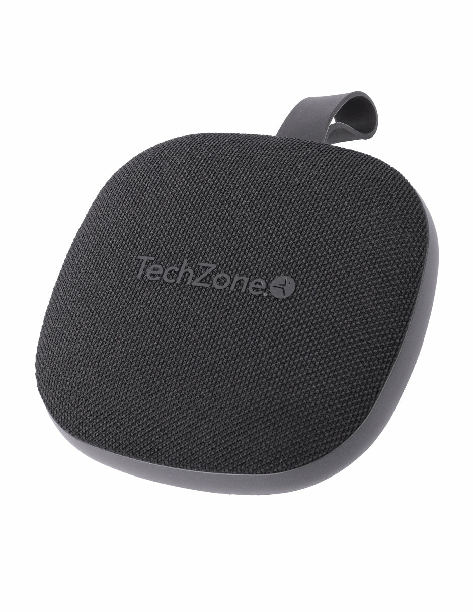 Bocina Techzone Horus Bluetooth Portátil Tzsp01 Tws Negro Alcance 10Mts Resistente Agua Ipx7 Duración En Uso 7Hrs.