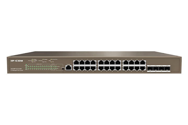 Switch Tenda G5328P-24-410W Ip-Com Capa 3 28 Puertos 24 Poe-410 Watts 4 Puertos Sfp 1000 Base-X Admite Abundantes Servicios, Como Enrutamiento Estatico Basado En Ipv4 Vlan Igmp Qos Acl Dhcp