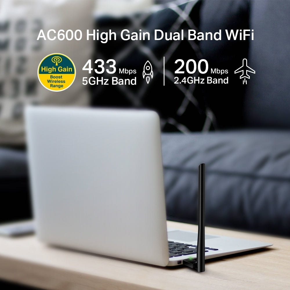 Adaptador Usb 2.0 Ac600 Inalámbrico Tp-Link Archer T2U Plus Con Dobla Banda De Alta Ganancia