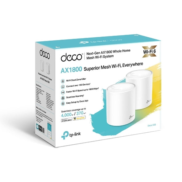 Kit Sistema Tp-Link Deco X20(2-Pack) Wifi Mesh Ax1800 Para Conexiones En Todo El Hogar