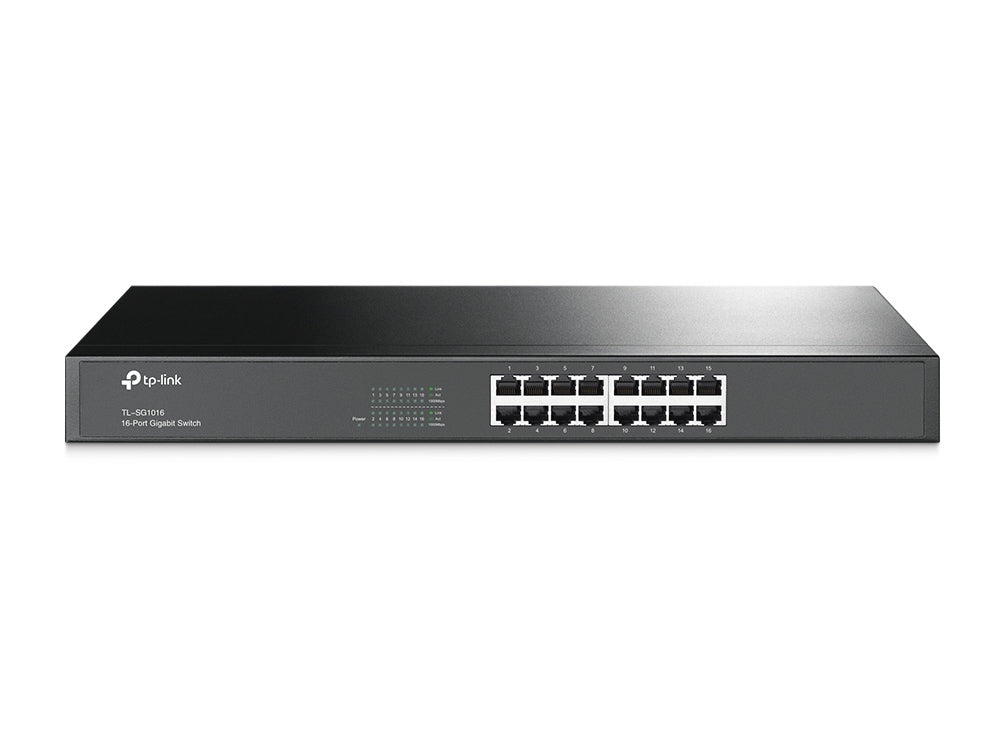 Switch Tp-Link Gigabit Ethernet Tl-Sg1016, 10/100/1000Mbps, 16 Puertos, Para Rack 19 Pulgadas No Administrable