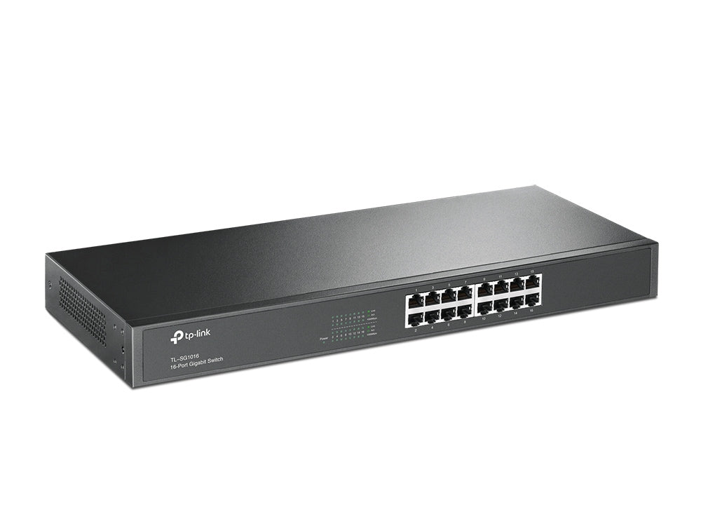 Switch Tp-Link Gigabit Ethernet Tl-Sg1016, 10/100/1000Mbps, 16 Puertos, Para Rack 19 Pulgadas No Administrable