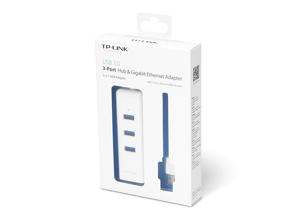 Adaptador Usb 2 En 1 Tp-Link Ue330 Con Hub De Puertos 3.0 Y Ethernet Gigabit (Ue330)