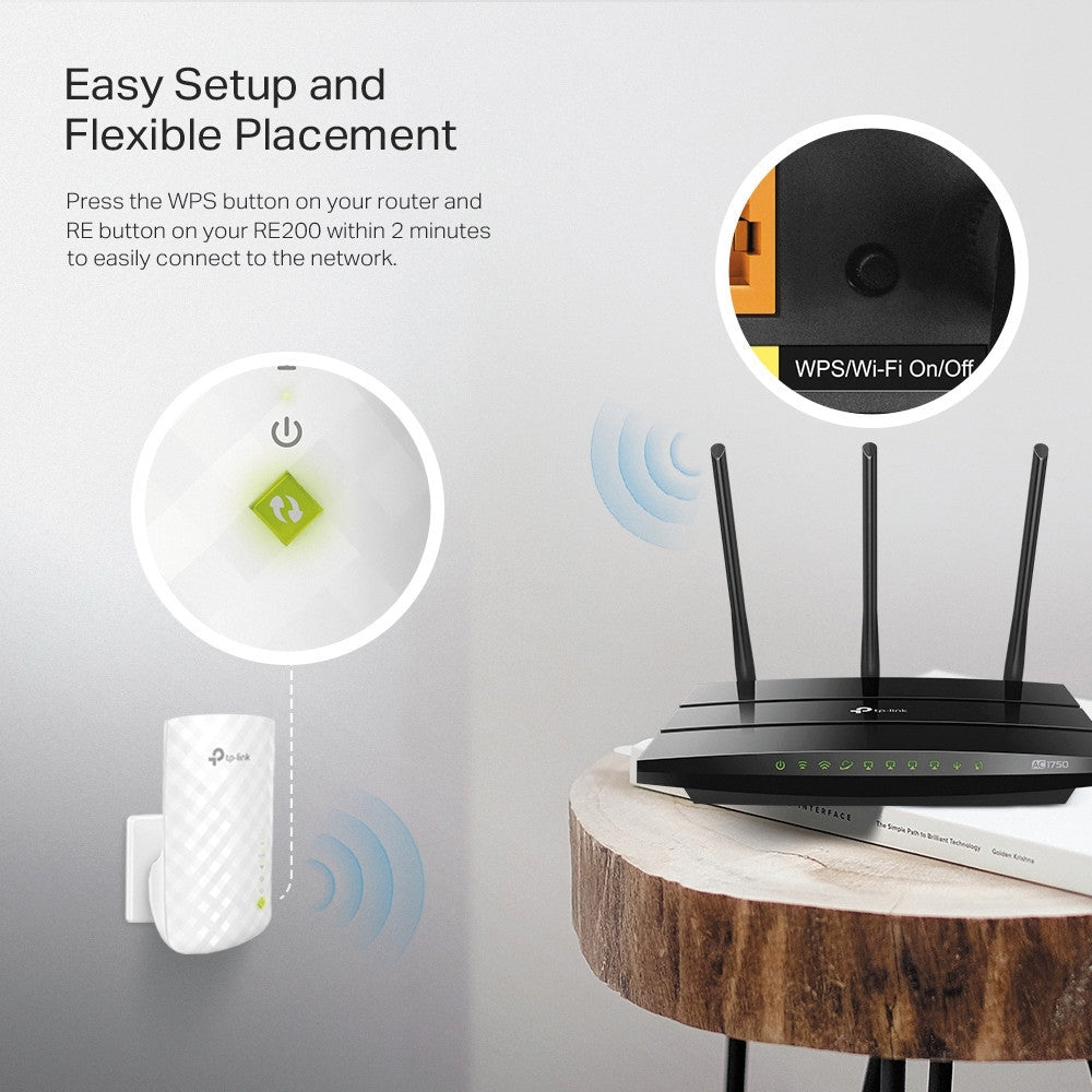 Extensor De Rango Dual Band Tp-Link Re200 Repetidor Wifi Doble Banda Ac750