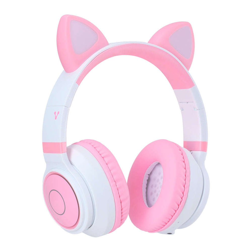 Diadema Vorago Bluetooth 3.5Mm Kitten Rgb 6Hrs Rosa/Blanco Hpb-300K