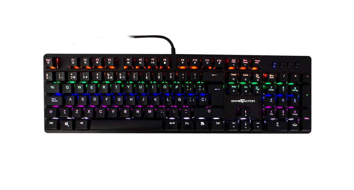 Teclado Mecanico Game Factor Rainbow, Swt Blue, Usb, Negro Kbg400-Bl